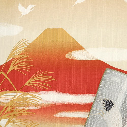 Furoshiki Japonais 50cm – Grues et Mont Fuji Rouge