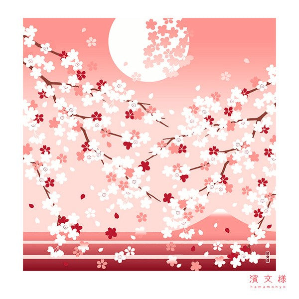 Furoshiki Japonais 50cm – Fuji, Lune et Cerisiers en Fleurs