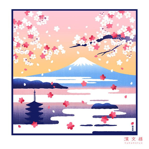 Furoshiki Japonais 50cm – Mont Fuji et Sakura dans les Nuages
