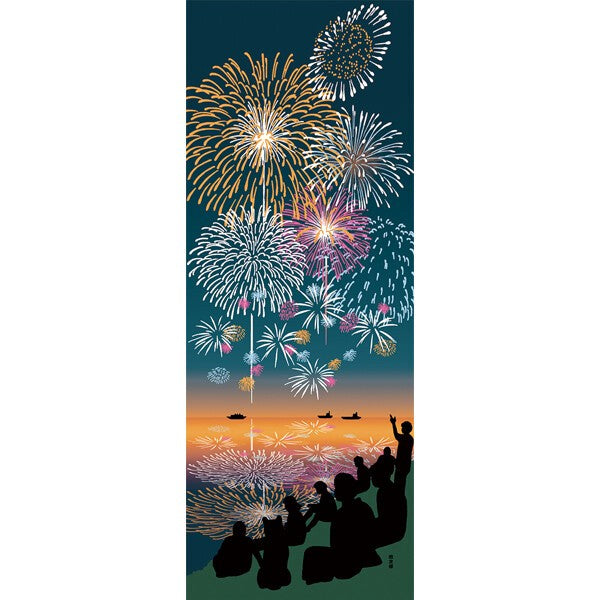 Tenugui Japonais "Tableau" – Feu d'Artifice d'Été