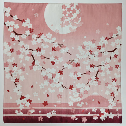 Furoshiki Japonais en Coton 50x50cm – Fuji, Lune et Cerisiers en Fleurs