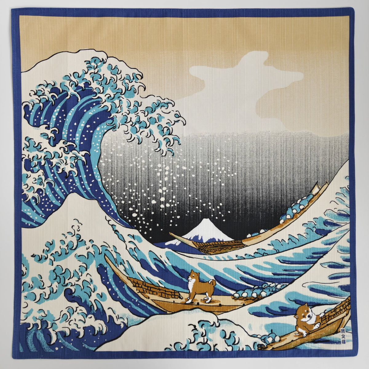 Furoshiki Japonais en Coton 50x50cm – La Grande Vague et Mameshiba
