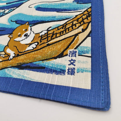 Furoshiki Japonais en Coton 50x50cm – La Grande Vague et Mameshiba