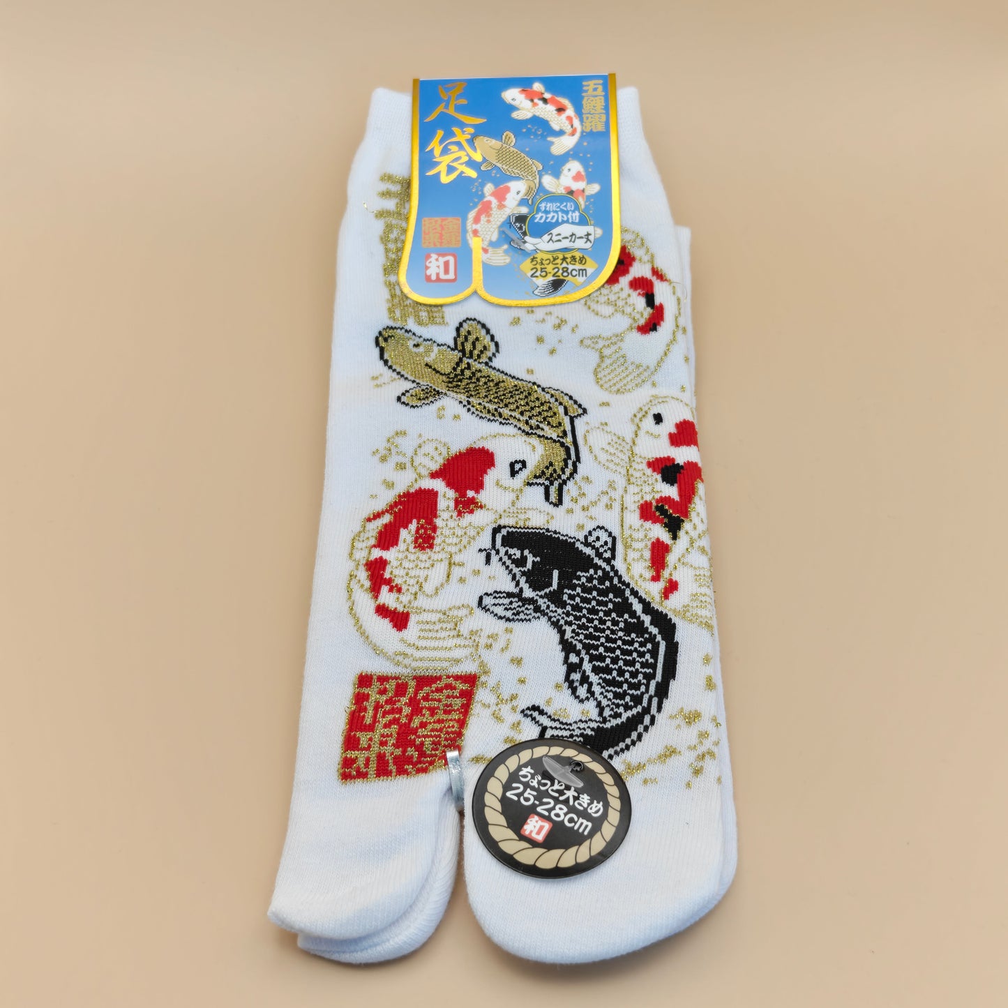 Chaussettes Tabi Japonaises - Motif Carpes Koï et Fil d'Or