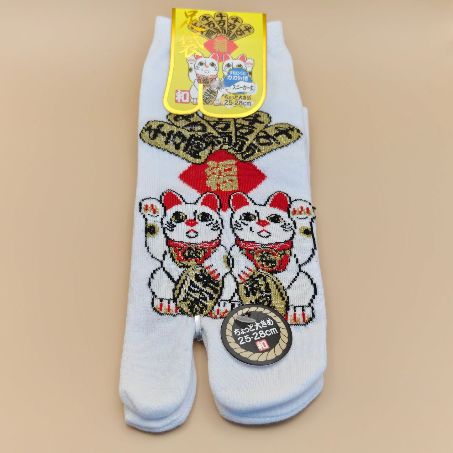 Chaussettes Tabi Japonaises - Motif Carpes Maneki-Neko et Fil d'Or